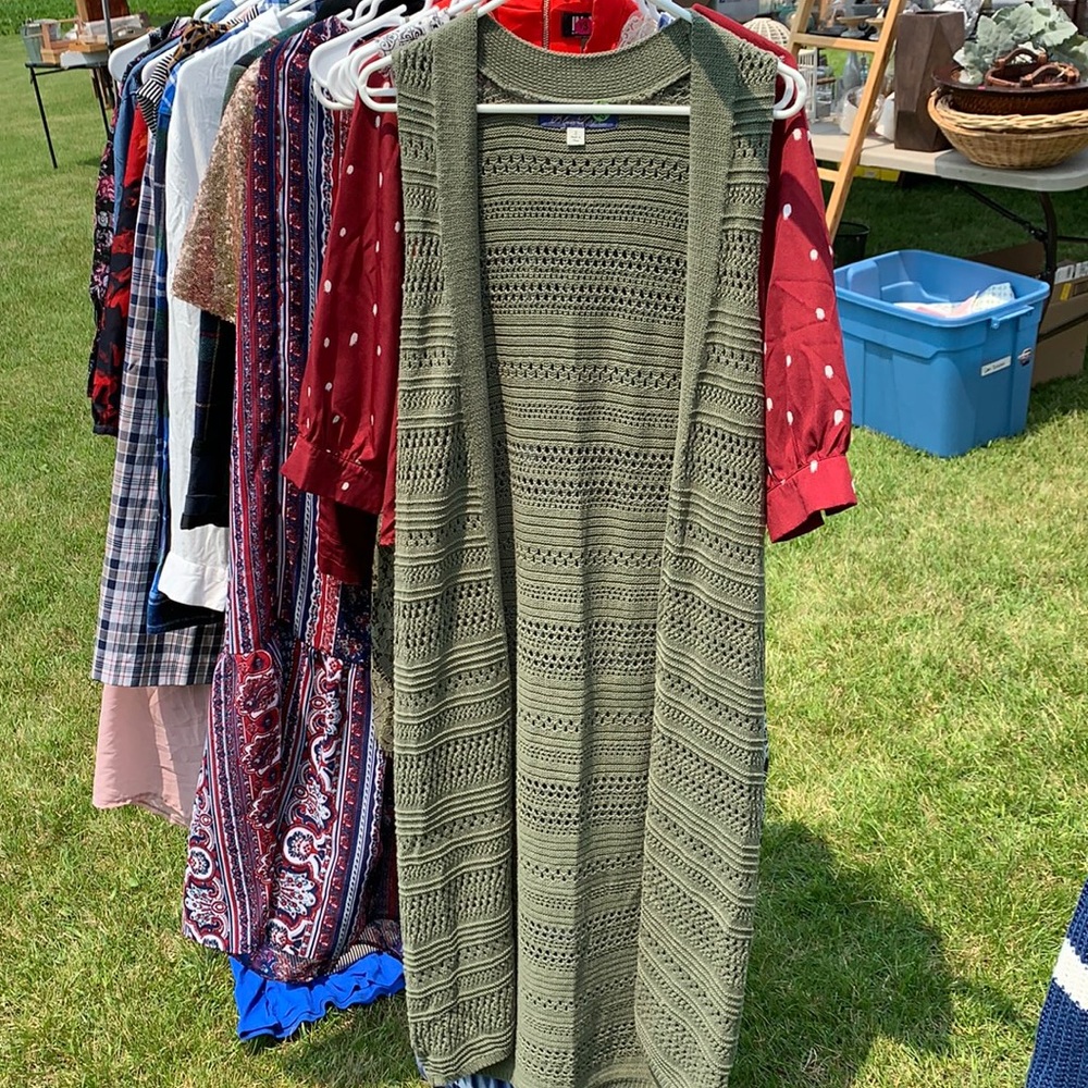 Crochet olive green vest